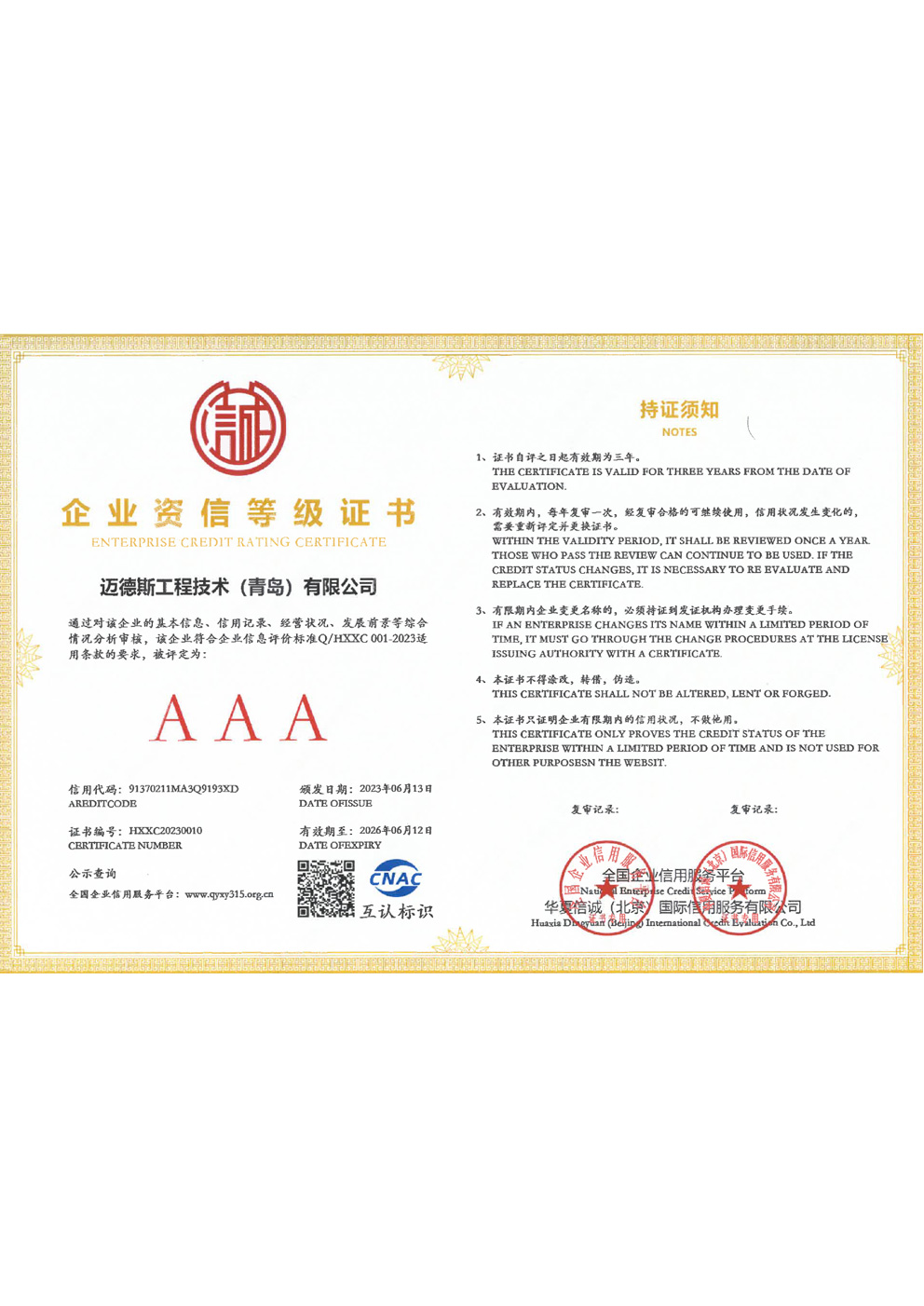 Enterprise Credit Rating Certificate (2)